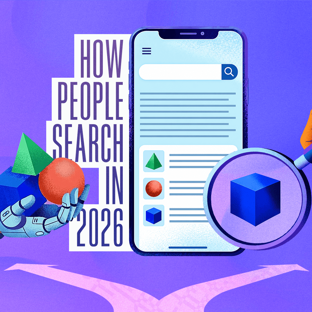 how people search in 2026, understanding the split-path model, Diagram showing split-path search model with AI tools on left and traditional search engines on right